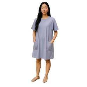 Eileen Fisher hyacinth lavender shortsleeve pullover cotton Tshirt dress large